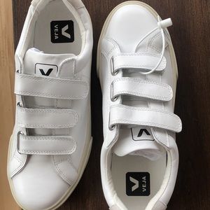 Veja White Velcro Sneakers